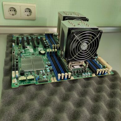 Комплект: Cерверная двухпроцессорная материнская плата Supermicro X9DR3-F LGA2011 + 2x Кулера Supermicro