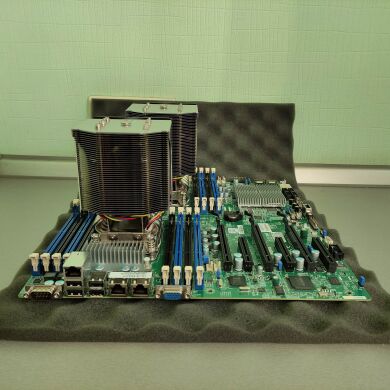 Комплект: Cерверная двухпроцессорная материнская плата Supermicro X9DR3-F LGA2011 + 2x Кулера Supermicro