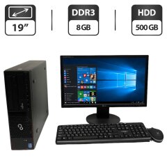 Комплект ПК: Fujitsu Esprimo E710 E90 Tower / Intel Core i5-3470 (4 ядра по 3.2 - 3.6 GHz) / 8 GB DDR3 / 500 GB HDD / Intel Graphics + Монитор LG Flatron W2046SW / 20" (1600x900) TN / VGA + Клавиатура, мышка, кабели