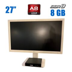Комплект ПК: HP EliteDesk 705 G2 USFF / AMD Pro A8-8600B (4 ядра по 1.6 - 3.0 GHz) / 8 GB DDR3 / 240 GB SSD / AMD Radeon R6 Graphics + Монитор LG 27MB65PY / 27" (1920x1080) IPS / VGA, DVI, DP + Клавиатура и мышь  