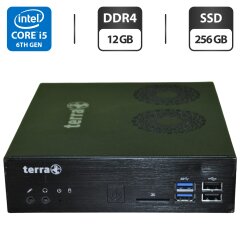 Неттоп Б-класс Terra Mini USFF / Intel Core i5-6500T (4 ядра по 2.5 - 3.1 GHz) / 12 GB DDR4 / 256 GB SSD / Intel HD Graphics 530 / Wi-Fi + Блок питания