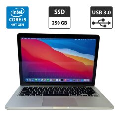 Ноутбук Б-клас MacBook PRO 2014 / 13.3" (2560x1600) IPS / Intel Core i5-4288U (2 (4) ядра по 2.6 - 3.1 GHz) / 8 GB DDR3 / 250 GB SSD / Intel Iris Graphics 5100 / WebCam