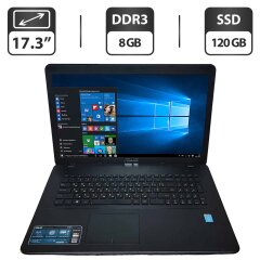 Ноутбук Б-клас Asus F751L / 17.3" (1600x900) TN / Intel Core i3-4030U (2 (4) ядра по 1.9 GHz) / 8 GB DDR3 / 120 GB SSD / Intel HD Graphics 4400 / WebCam / VGA