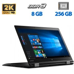 Ультрабук-трансформер Lenovo ThinkPad X1 Yoga (1st Gen) / 14" (2560x1440) IPS Touch / Intel Core i5-6300U (2 (4) ядра по 2.4 - 3.0 GHz) / 8 GB DDR3 / 256 GB SSD / Intel HD Graphics 520 / WebCam / HDMI / Стилус у комплекті / Windows 10 Pro