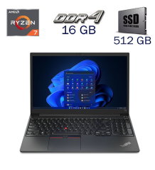 Ультрабук Б-клас Lenovo ThinkPad E15 Gen 4 / 15.6" (1920x1080) IPS / AMD Ryzen 7 5825U (8 (16) ядер по 2.0 - 4.5 GHz) / 16 GB DDR4 / 512 GB SSD / AMD Radeon Graphics / WebCam / Windows 11 / NEW АКБ