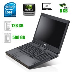 Мобильная рабочая станция Dell Precision M4600 / 15.6" (1920x1080) TN LED / Intel Core i7-2720QM (4 (8) ядра по 2.2 - 3.3 GHz) / 8 GB DDR3 / 128 GB SSD + 500 GB HDD / nVidia Quadro 1000M, 2 GB GDDR3, 128-bit / WebCam / Батарея не рабочая