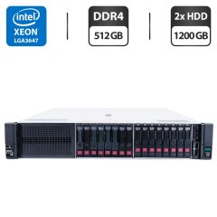 Сервер HP ProLiant DL380 Gen10 (8x 2.5 SFF, 8x 2.5 U2 NVMe) 2U Rack / 2x Intel Xeon Gold 6138 (20 (40) ядра по 2.0 - 3.7 GHz) / 512 GB DDR4 / 2x 1200 GB HDD (SAS) / RAID HP Smart Array P408 / 2x 500W + 2 корзины для HDD