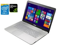 Игровой ноутбук Asus N751JX / 17.3" (1920x1080) TN / Intel Core i7-4720HQ (4 (8) ядра по 2.6 - 3.6 GHz) / 8 GB DDR3 / 256 GB SSD / nVidia GeForce GTX 950M, 2 GB GDDR5, 128-bit / WebCam / Win 10 / АКБ не держит