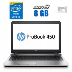 Ноутбук HP ProBook 450 G3 / 15.6" (1366x768) TN / Intel Core i5-6200U (2 (4) ядра по 2.3 - 2.8 GHz) / 8 GB DDR3 / 240 GB SSD / Intel HD Graphics 520 / WebCam