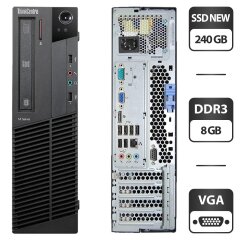 Комп'ютер Lenovo ThinkCentre M91p SFF / Intel Core i5-2400 (4 ядра по 3.1 - 3.4 GHz) / 8 GB DDR3 / 240 GB SSD NEW / Intel HD Graphics 2000 / DVD-ROM + Windows 10 Pro