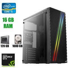 AeroCool Streak RGB New / Intel Core i5-4590 (4 ядра по 3.3 - 3.7 GHz) / 16 GB DDR3 / New 120 GB SSD+1000 GB HDD / nVidia GeForce GTX 1060 3GB 192bit / БП 500w