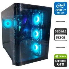 Игровой ПК AeroCool P500-G-BK-v1 Tower / Intel Core i7-9700KF (8 ядер по 3.6 - 4.9 GHz) / 16 GB DDR4 / 512 GB SSD M.2 / nVidia GeForce GTX 1080 Ti, 11 GB GDDR5X, 352-bit / 500W + Кабели (питания и DVI), переходник DisplayPort