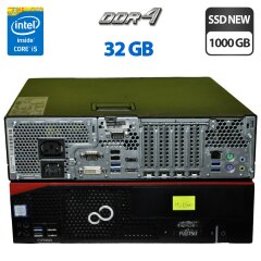 Компьютер Fujitsu Esprimo D757 E90 SFF / Intel Core i5-6500 (4 ядра по 3.2 - 3.6 GHz) / 32 GB DDR4 / 1000 GB SSD / Intel HD Graphics 530 / DVD-ROM / Windows 11 Pro