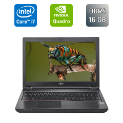 Мобильная рабочая станция Б-класс Fujitsu Celsius H780 / 15.6" (1920x1080) IPS / Intel Core i7-8750H (6 (12) ядер по 2.2 - 4.1 GHz) / 16 GB DDR4 / 512 GB SSD / nVidia Quadro P600, 4 GB GDDR5, 128-bit / USB Type-C / WebCam / HDMI