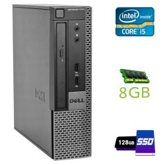 Неттоп Б-класс Dell OptiPlex 7010 USFF / Intel Core i5-3470S (4 ядра по 2.9 - 3.6 GHz) / 8 GB DDR3 / 128 GB SSD / Intel HD Graphics 2500 / DVD-ROM / DisplayPort