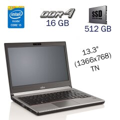 Ноутбук Fujitsu LifeBook E736 / 13.3" (1366x768) TN / Intel Core i5-6300U (2 (4) ядра по 2.4 - 3.0 GHz) / 16 GB DDR4 / 512 GB SSD / Intel HD Graphics 520 / WebCam / Windwos 10 PRO Lic