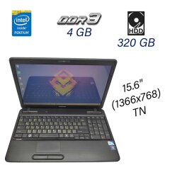 Ноутбук Toshiba Satellite C655-S5235 / 15.6" (1366x768) TN / Intel Pentium B940 (2 ядра по 2.0 GHz) / 4 GB DDR3 / 320 GB HDD / WebCam / DVD-ROM