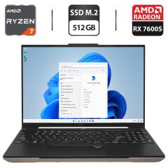 Новий ігровий ноутбук Asus TUF Gaming A16 Advantage Edition / 16" (1920x1080) IPS / AMD Ryzen 7 7735HS (8 (16) ядер по 3.2 - 4.75 GHz) / 16 GB DDR5 / 512 GB SSD M.2 / AMD Radeon RX 7600S, 8 GB GDDR6, 128-bit / WebCam / HDMI / Windows 11 Home