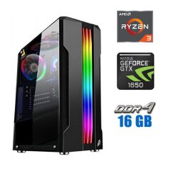 Новий ігровий ПК Tower / AMD Ryzen 3 4100 (4 (8) ядра по 3.8 - 4.0 GHz) / 16 GB DDR4 / 480 GB SSD / nVidia GeForce GTX 1650, 4 GB GDDR6, 128-bit / 500W