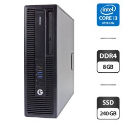Компьютер HP ProDesk 600 G2 SFF / Intel Core i3-6100 (2 (4) ядра по 3.7 GHz) / 8 GB DDR4 / 240 GB SSD / Intel HD Graphics 530 / DVD-ROM