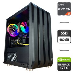 Игровой ПК 1stPlayer Gaming B2-4R1 Black Tower / AMD Ryzen 5 2600 (6 (12) ядер по 3.4 - 3.9 GHz) / 16 GB DDR4 / 480 GB SSD / nVidia GeForce GTX 1660 Ti, 6 GB GDDR6, 192-bit / 550W
