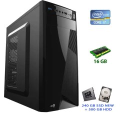 Комп'ютер AEROCOOL CS-1101 NEW / Intel Core i7-2600 (4 (8) ядра по 3.4 - 3.8 GHz) / 16 GB DDR3 / 240 GB SSD NEW + 500 GB HDD / MSI AERO ITX RX 550 128-bit / Ігрова клавіатура і миша XTRIKE ME MK-503