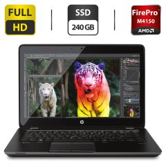 Мобильная рабочая станция HP ZBook 14 G2 / 14" (1920x1080) IPS / Intel Core i7-5500U (2 (4) ядра по 2.40 - 3.0 GHz) / 8 GB DDR3 / 240 GB SSD / AMD FirePro M4150, 1 GB GDDR5, 128-bit / WebCam / VGA / Windows 10 Pro