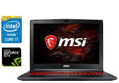 Игровой ноутбук MSI GL62M 7RDX / 15.6" (1920x1080) IPS / Intel Core i7-7700HQ (4 (8) ядра по 2.8 - 3.8 GHz) / 8 GB DDR4 / 120 GB SSD + 1000 GB HDD / nVidia GeForce GTX 1050, 2 GB GDDR5, 128-bit / WebCam / Win 10 Home