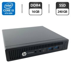 Неттоп HP EliteDesk 800 G2 Desktop Mini USFF / Intel Core i5-6400T (4 ядра по 2.2 - 2.8 GHz) / 16 GB DDR4 / 240 GB SSD / Intel UHD Graphics 530 + Блок живлення