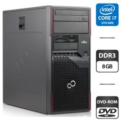 Компьютер Fujitsu Celsius W410 Tower / Intel Core i7-2600 (4 (8) ядра по 3.4 - 3.8 GHz) / 8 GB DDR3 / 250 GB HDD / nVidia GeForce 210, 1 GB GDDR3, 64-bit / DVD-ROM