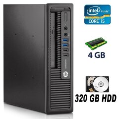 HP EliteDesk 800 G1 USDT / Intel&reg; Core&trade; i5-4570s (4 ядра по 2.9 - 3.6GHz) / 4 GB DDR3 / 320 GB HDD