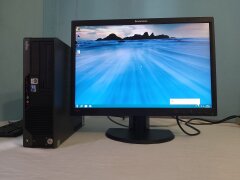 Fujitsu-Siemens ESPRIMO E7935 / Intel Core2Quad Q6600 (4 ядра по 2.4GHz) / 4 GB DDR2 / 250 GB HDD + Монитор Lenovo LT2252pwA / 22" (1680x1050) 16:10 TN WLED / DVI, VGA, DisplayPort, audio