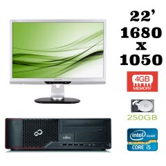 Fujitsu E900 / Intel Core i5-2400 (4 ядра по 3.1GHz) / 4GB DDR3 / 250GB HDD + монитор PHILIPS 220P2 / 22' / 1680x1050