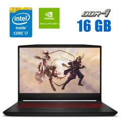 Игровой ноутбук MSI Katana GF66 / 15.6" (1920x1080) IPS / Intel Core i7-11800H (8 (16) ядер по 2.3 - 4.6 GHz) / 16 GB DDR4 / 240 GB SSD + 500 GB HDD / nVidia GeForce RTX 3050 Ti, 4 GB GDDR6, 128-bit / WebCam