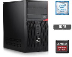 Ігровий ПК Fujitsu Tower / Intel Core i3-6100 (2 (4) ядра по 3.7 GHz) / 16 GB DDR4 / 250 GB SSD + 500 GB HDD / AMD Radeon RX 470, 4 GB GDDR5, 256-bit