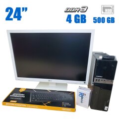 Комплект ПК MIX DT / Intel Сore i3-4130 (2 (4) ядра по 3.4 GHz) / 4 GB DDR3 / 500 GB HDD / Intel HD Graphics 4400 + Монитор LG 24EB23PMC / 24" (1920x1200) AH-IPS / VGA, DVI + WIFI-USB D-link 300 Mbit/s + Кабели подключения