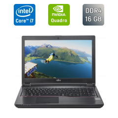 Мобильная рабочая станция Б-класс Fujitsu Celsius H780 / 15.6" (1920x1080) IPS / Intel Core i7-8750H (6 (12) ядер по 2.2 - 4.1 GHz) / 16 GB DDR4 / 512 GB SSD / nVidia Quadro P600, 4 GB GDDR5, 128-bit / VGA / USB Type-C