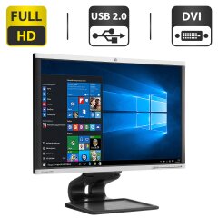 Монитор Б-класс HP Compaq LA2405x / 24" (1920x1200) TN / VGA, DVI, DisplayPort, USB 2.0 / VESA 100x100 + Кабели подключения