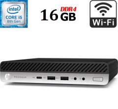 Неттоп HP ProDesk 600 G4 Mini USFF / Intel Core i5-8500T (6 ядер по 2.1 - 3.5 GHz) / 16 GB DDR4 / 256 GB SSD M.2 / Intel UHD Graphics 630 / USB 3.1 / DisplayPort / Wi-Fi