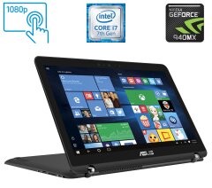 Ноутбук-трансформер Asus Q524UQK / 15.6" (1920x1080) IPS Touch / Intel Core i7-7500U (2 (4) ядра по 2.7 - 3.5 GHz) / 16 GB DDR4 / 128 GB SSD + 256 GB SSD / nVidia GeForce 940MX, 2 GB GDDR5, 64-bit / WebCam / HDMI