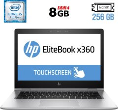 Ноутбук-трансформер Б-клас HP EliteBook x360 1030 G2 / 13.3" (1920x1080) IPS Touch / Intel Core i5-7300U (2 (4) ядра по 2.6 - 3.5 GHz) / 8 GB DDR4 / 256 GB SSD M.2 / Intel HD Graphics 620 / WebCam / Fingerprint