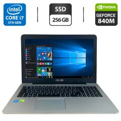 Ноутбук Б-клас Asus K55L / 15.6" (1920x1080) TN / Intel Core i7-5500U (2 (4) ядра по 2.4 - 3.0 GHz) / 12 GB DDR3 / 256 GB SSD / nVidia GeForce 840M, 2 GB GDDR3, 64-bit / WebCam / HDMI