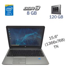 Ноутбук HP ProBook 650 G1 / 15.6" (1366x768) TN / Intel Core i5-4210M (2 (4) ядра по 2.6 - 3.2 GHz) / 8 GB DDR3 / 120 GB SSD / Intel HD Graphics 4600 / WebCam