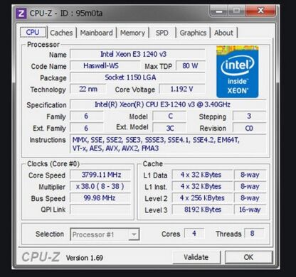 Процессор Intel Xeon E3-1240 v3 / Сокет LGA1150
