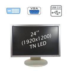 Монитор NEC MultiSync EA241WM / 24" (1920x1200) TN LED / 1x DVI, 1x VGA, 1x USB-Hub, 1x Audio Port Combo / встроенные динамики 2x 1W