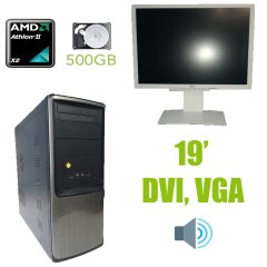 AMD Tower / AMD Athlon x2 255 (2 ядра по 3.1GHz) / 4GB DDR3 / 500GB HDD / HEC 350W + монитор Fujitsu-Siemens B19-6 LED / 19'' / 1280х1024 / встроенные колонки