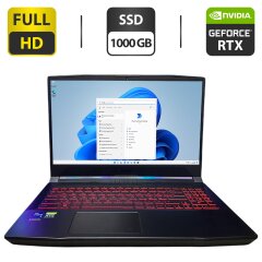 Игровой ноутбук MSI Katana GF66 / 15.6" (1920x1080) IPS / Intel Core i7-12700H (14 (20) ядер по 3.5 - 4.7 GHz) / 16 GB DDR4 / 1000 GB SSD M.2 / nVidia GeForce RTX 3070, 8 GB GDDR6, 256-bit / WebCam