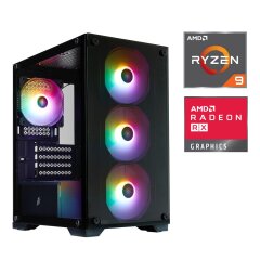 Игровой ПК 1stPlayer X2-M-BK-4F7 Black Tower / AMD Ryzen 9 7900X (12 (24) ядер по 4.7 - 5.6 GHz) / 32 GB DDR5 / 1000 GB SSD M.2 / AMD Radeon RX 9060 XT, 16 GB GDDR6, 128-bit