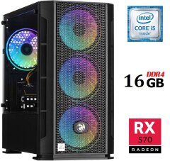 Игровой ПК Dtop Gaming i567 Tower / Intel Core i5-6400 (4 ядра по 2.7 - 3.3 GHz) / 16 GB DDR4 / 480 GB SSD / AMD Radeon RX 570, 4 GB GDDR5, 256-bit / 500W