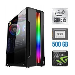 Ігровий ПК Tower / Intel Core i5-10400F (6 (12) ядер по 2.9 - 4.3 GHz) / 16 GB DDR4 / 500 GB SSD / nVidia GeForce GTX 1070, 8 GB GDDR5, 256-bit